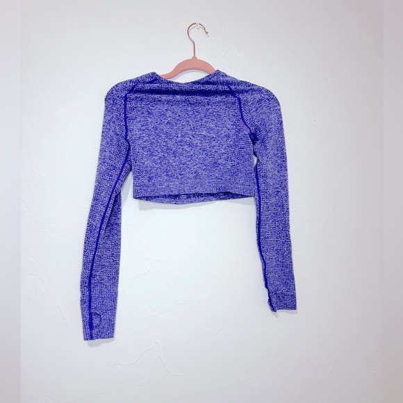 Gymshark Vital Seamless purple Long Sleeve Crop Top thumbholes contouring medium - Picture 6 of 6